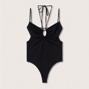 Mango Black Bodysuit tank top with open back